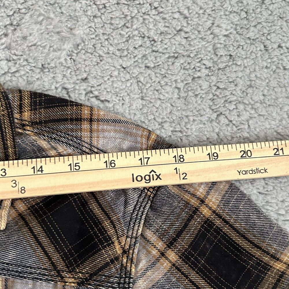 BKE Vintage Shirt Mens Large Brown Plaid Snap Yoke Spread Collar Point Pockets - Picture 8 of 14